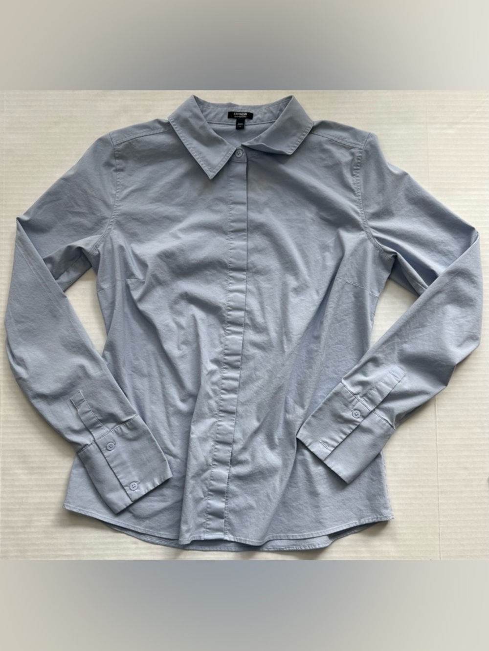 Express Stretch Cotton Poplin Essential Shirt Alpine Blue Size S